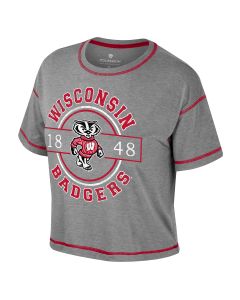 Wisconsin Badgers Colosseum Gray Women's Danbury Crop T-Shirt