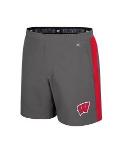 Wisconsin Badgers Colosseum Gray & Red Top Dead Center Short