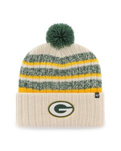 Green Bay Packers '47 Brand Natural Tavern Cuffed Pom Knit