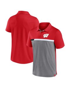 Wisconsin Badgers Red & Gray Split Color Block Poly Polo