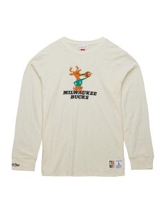 Milwaukee Bucks Mitchell & Ness Cream Heritage Vintage Long Sleeve Shirt
