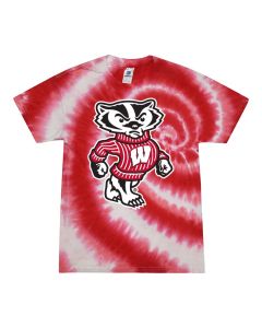 Wisconsin Badgers Red Swirl Full Bucky Tie Dye T-Shirt