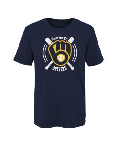 Milwaukee Brewers Navy Toddler Swing Bats T-Shirt