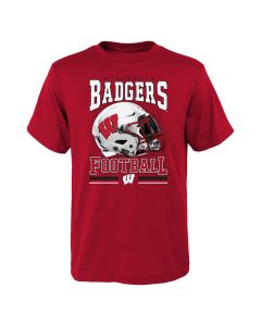 Wisconsin Badgers Outerstuff Red Youth Football Lift Helmet T-Shirt