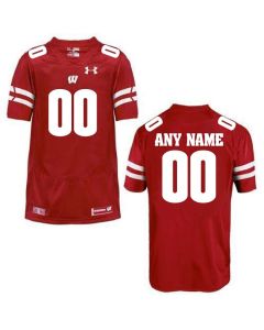 Wisconsin Badgers Under Armour Red Adult Screen Printed Custom Replica Football Jersey