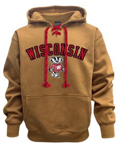 Wisconsin Badgers Tan Tackle Twill Arch Bucky Spice Lace Hooded Sweatshirt