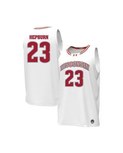 Wisconsin Badgers Under Armour White Basketball #23 Hepburn Replica Alternate Jersey