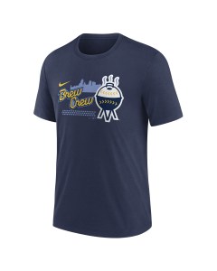 Milwaukee Brewers Nike Navy City Connect Grill Tri-Blend T-Shirt