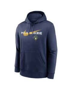 Milwaukee Brewers Nike Navy Club Line Swoosh Hooded Sweatshirt