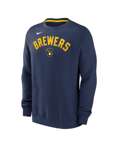 Milwaukee Brewers Nike Navy Arch Classic Twill Crewneck Sweatshirt