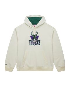 Milwaukee Bucks Mitchell & Ness Cream Heritage Vintagae Hooded Sweatshirt