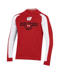 Wisconsin Badgers Under Armour Red Basketball Gameday Tech Terry Crewneck Sweatshirt