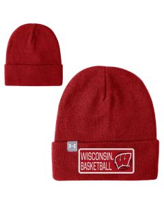 Wisconsin Badgers Under Armour Red Basketball Long Patch Cuffed Knit 