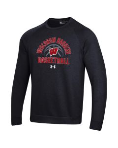 Wisconsin Badgers Under Armour Black Basketball Shadow Crewneck Sweatshirt