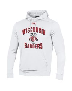 Wisconsin Badgers Under Armour White Bucky Declaration Hooded Sweatshirt