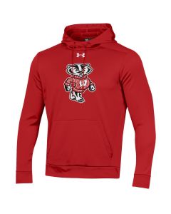 Wisconsin Badgers Under Armour Red Bucky Milton Armour Fleece Hooded Sweatshirt