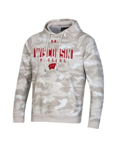 Wisconsin Badgers Under Armour Onyx White Rival Camo Reverse Hooded Sweatshirt