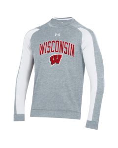 Wisconsin Badgers Under Armour Gray Carroll Tech Terry Crewneck Sweatshirt