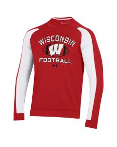 Wisconsin Badgers Under Armour Red Football Gameday Tech Terry Crewneck Sweatshirt