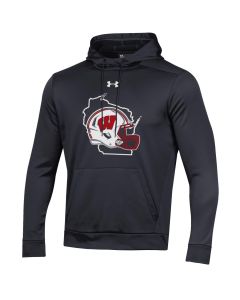 Wisconsin Badgers Under Armour Black Football State Armour Fleece Hooded Sweatshirt