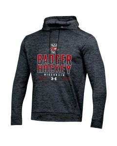 Wisconsin Badgers Under Armour Black Hockey Badger Lines Armour Fleece Hooded Sweatshirt