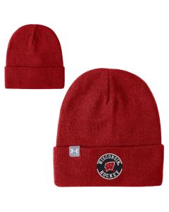 Wisconsin Badgers Under Armour Red Hockey Faceoff Circle Cuffed Knit