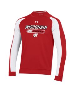 Wisconsin Badgers Under Armour Red Hockey Gameday Tech Terry Crewneck Sweatshirt