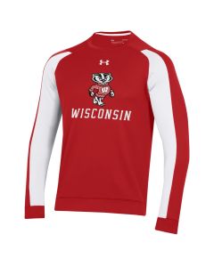 Wisconsin Badgers Under Armour Red Pinckney Tech Terry Crewneck Sweatshirt