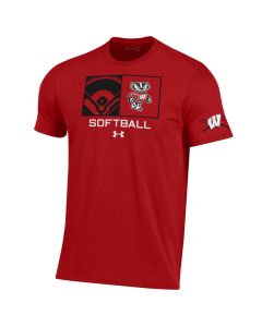 Wisconsin Badgers Under Armour Red Softball Infield Performance Cotton T-Shirt