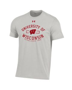 Wisconsin Badgers Under Armour Silver Heather University Oval Performance Cotton T-Shirt