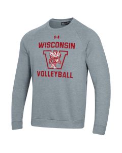 Wisconsin Badgers Under Armour Gray Volleyball Retro Crewneck Sweatshirt