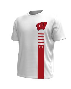 Wisconsin Badgers Under Armour White Vertical W Gameday Tech T-Shirt