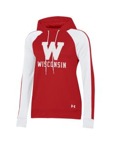 Wisconsin Badgers Under Armour Red Women's Blair Gameday Tech Terry Hooded Sweatshirt