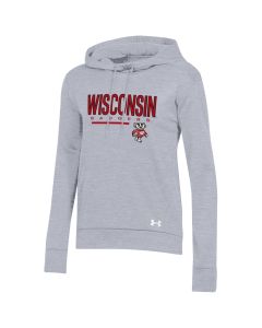 Wisconsin Badgers Under Armour Gray Women's Drake Armour Fleece Hooded Sweatshirt