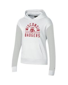 Wisconsin Badgers Under Armour White Women's Fairchild Popover Hooded Sweatshirt