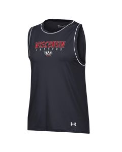 Wisconsin Badgers Under Armour Black Women's Knockout Gameday Tank