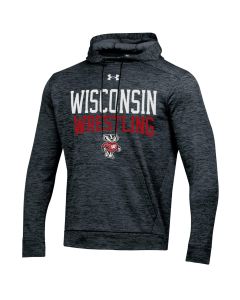 Wisconsin Badgers Under Armour Black Wrestling Double Line Armour Fleece Hooded Sweatshirt