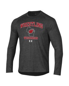 Wisconsin Badgers Under Armour Black Wrestling State Tech Long Sleeve T-Shirt