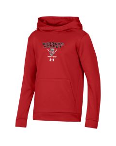 Wisconsin Badgers Under Armour Red Youth Hockey Armour Fleece Hooded Sweatshirt