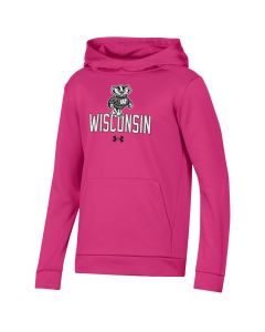 Wisconsin Badgers Under Armour Pink Youth Bucky Override Hooded Sweatshirt