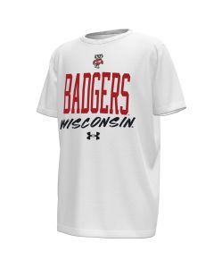 Wisconsin Badgers Under Armour White & Red Youth Flawless Bucky Back Gameday Tech T-Shirt