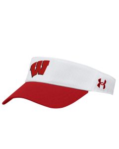 Wisconsin Badgers Under Armour White & Red 2023 Sideline Airvent Visor