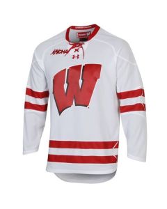 Wisconsin Badgers Under Armour Women's White Replica Hockey Jersey