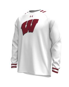 Wisconsin Badgers Under Armour White 2023 Basketball Team Long Sleeve Shooter Shirt