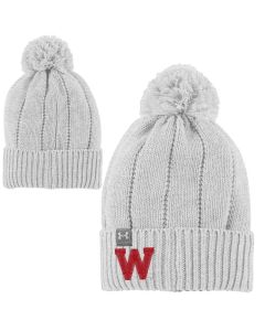Wisconsin Badgers Under Armour Silver Women's Everday Block W Pom Knit