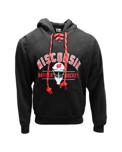 Wisconsin Badgers Black Hockey Arch Helmet Lace Hooded Sweatshirt