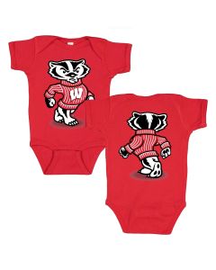 Wisconsin Badgers Red Infant Rib Front Back Bucky Onesie