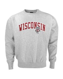 Wisconsin Badgers Silver Gray Offset Bucky Screened Crewneck Sweatshirt