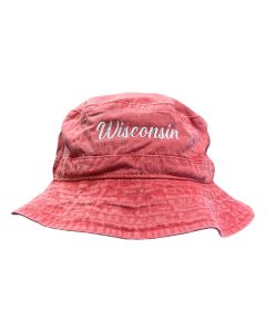 Wisconsin Badgers Distressed Red Script Resort Bucket Cap