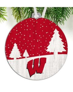 Wisconsin Badgers Fan Creations Winter Scene Wood Ornament
